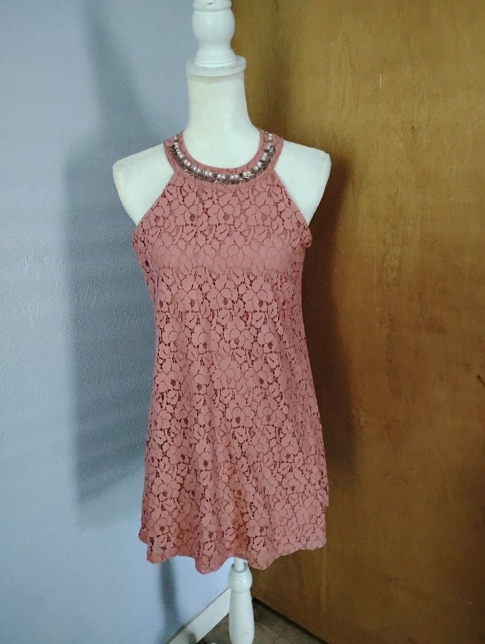 Candie's Pink Halter Top Y2K Dress Boho Hippie Chic Feminine Festival Size Small